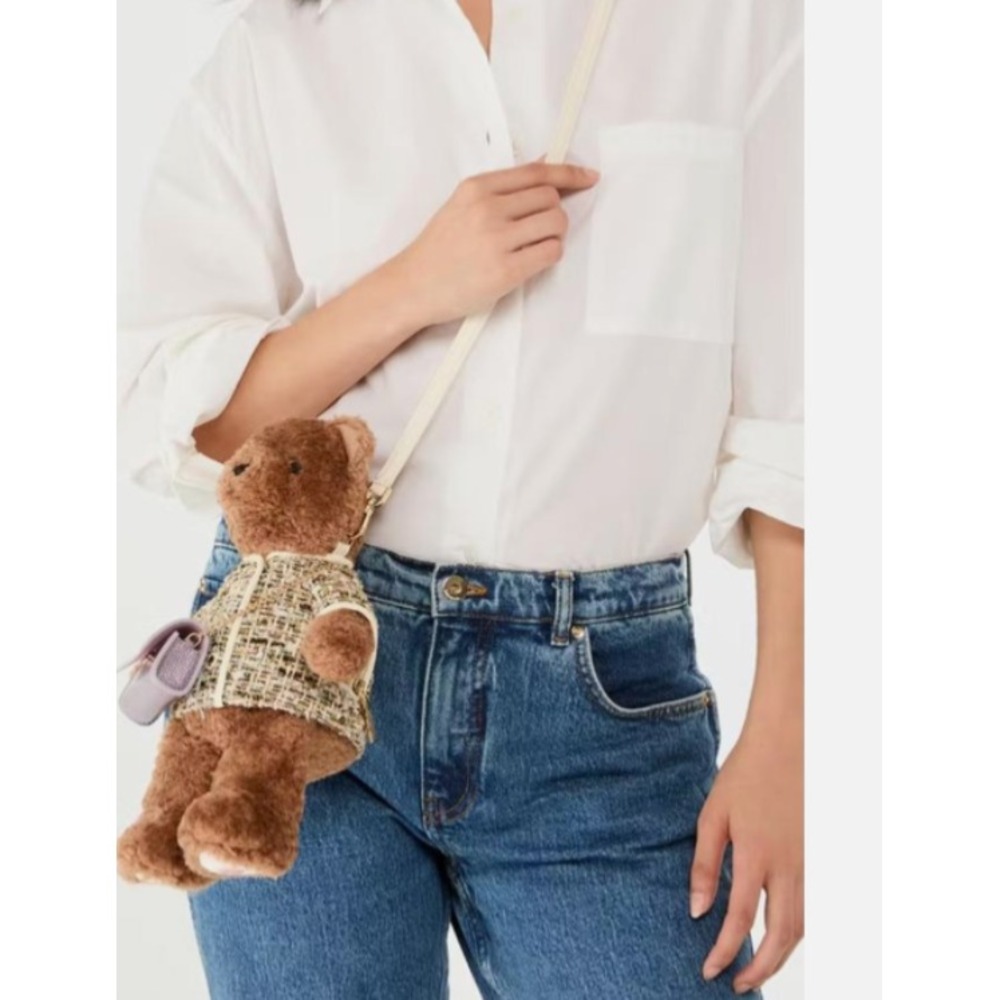 Kate Spade Purse Oh What Fun 3D Teddy Crossbody Bag KI972 Faux Fur & Tweed NWT‎ - Picture 4 of 6